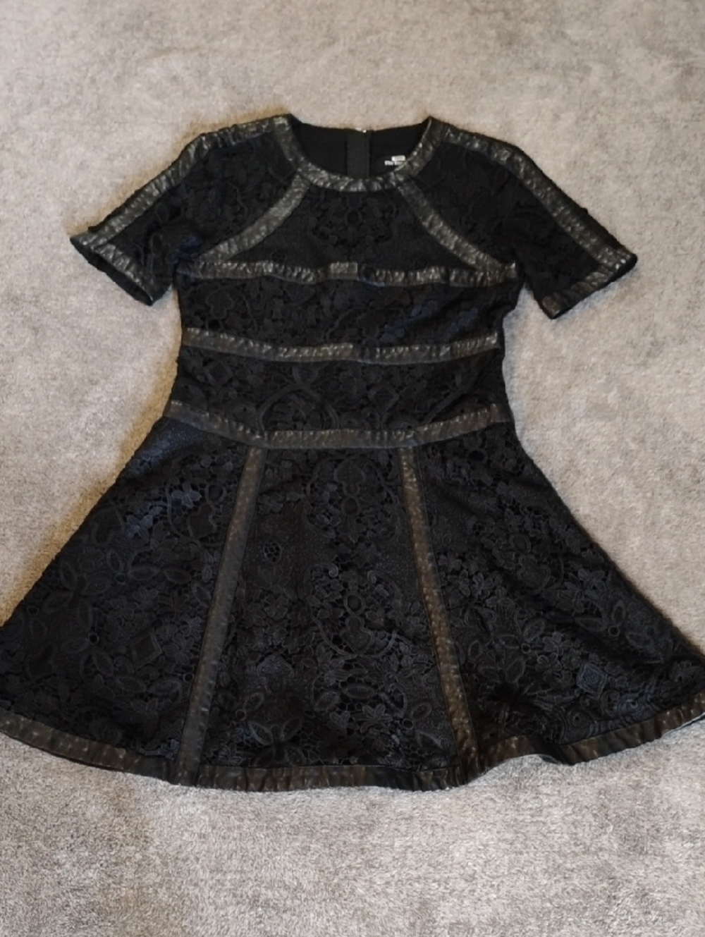 The Kooples Faux Leather Lace Fit And Flare Dress Unsized S?